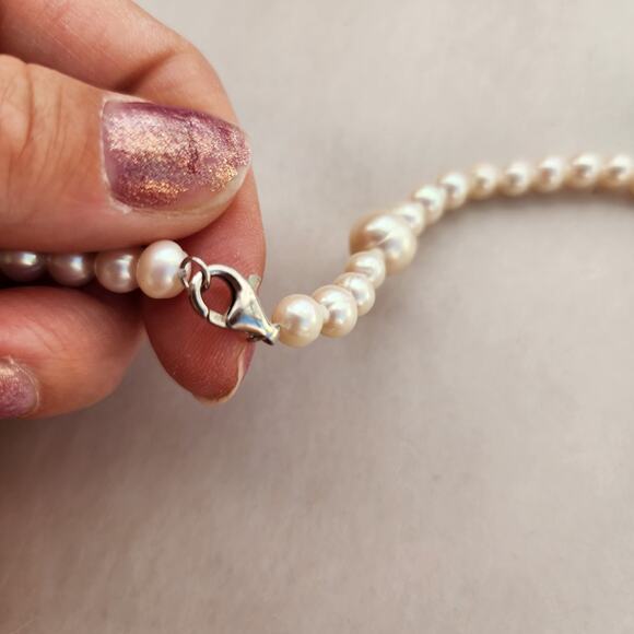 IPS International Pearl Necklace- Sterling Silver 925 Stamped Clasp 22" Beaded - Picture 6 of 12